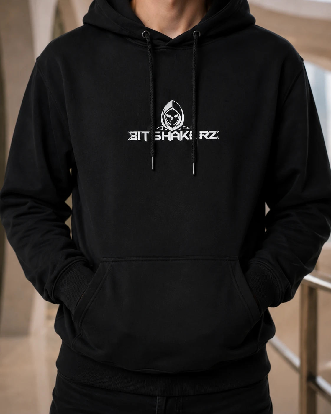 BITSHAKERZ merchandise on the model: torso and print